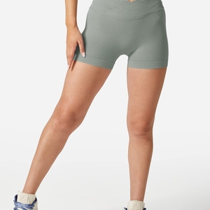 High Quality Women's Fitness Booty Shorts Custom Made with Logo Breathable 100% Polyester/Cotton <b>Drawstring</b> Closure Mid Waist - Product Image 4