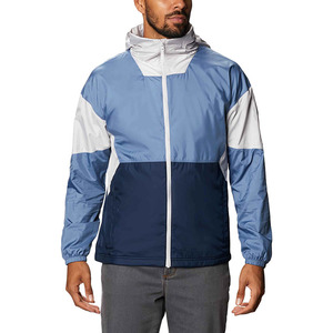 Men's Color Blocking Hooded Windproof Puffer Jacket Regular Fit Zipper Closure Sporty Style Autumn Wear Polyester Material - Product Image 1