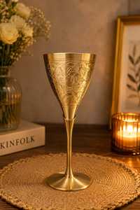 Embossed Brass Cocktail Glass Gold Plated Vintage <b>Wine</b> <b>Goblet</b> for Bar Dining & Wedding Gift - Product Image 6