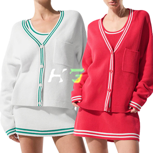 Sorority Ladies Oversized Varsity <b>Cardigan</b> <b>Sweater</b> Soft Knit Casual Outerwear - Product Image 1