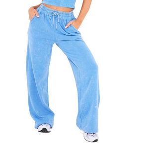 Pantalon de jogging décontracté pour femme en coton doux délavé à l'acide, fabrication OEM sur mesure, marque privée, prix de gros pour femmes - Product Image 1