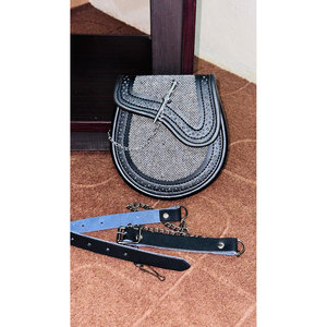 OEM ODM Scottish Two-Tone Grey Tweed Sporran Vegan Leather Kilt Sporran Handmade Pin Lock with <b>Chain</b> <b>Belt</b> 2026 - Product Image 5