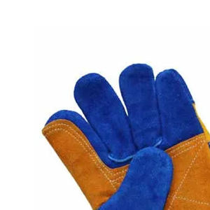 Guantes de Trabajo de Cuero de Invierno de Grado Industrial, Medios Dedos, Palma de Doble Capa Reforzada, Cierre de Gancho y Bucle, para Fábrica - Product Image 4