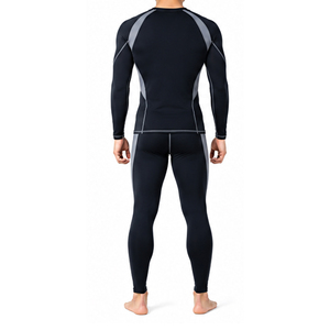 Ensemble de survêtement de compression respirant et à séchage rapide pour hommes, avec t-shirt à manches longues et leggings, idéal pour l'entraînement sportif (personnalisable) - Product Image 5
