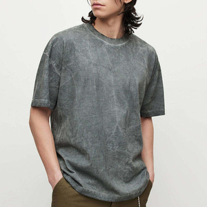 T-shirt en coton épais pour homme, haute qualité, logo personnalisé, design vierge, coupe oversize, épaules tombantes, col rond côtelé - Product Image 2