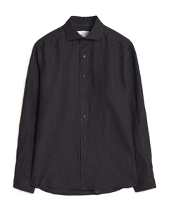 Chemise habillée personnalisable pour homme grande taille en lin et coton, manches longues, unie, de haute qualité, décontractée, respirante, tissée - Product Image 1