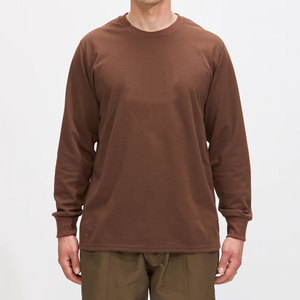 <b>Men's</b> <b>Brown</b> Short Sleeve O-Neck Slim Fit 100% Cotton Breathable Casual Solid Color <b>T</b>-<b>Shirt</b> with Front Logo Print - Product Image 3