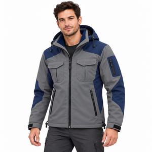 Veste Softshell d'hiver sur mesure, colorée, pour homme, décontractée, pour l'extérieur, randonnée, coupe-vent, avec capuche amovible, doublure polaire - Product Image 4