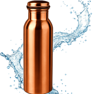 Bouteille d'eau en cuivre pur, artisanale, vaisselle ayurvédique pour le bien-être, le yoga, la méditation et l'hydratation consciente - Product Image 1