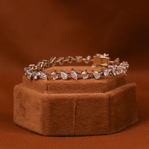 Luxury 925 Sterling <b>Silver</b> Gold Plated <b>Charm</b> <b>Bracelet</b> with Moissanite and Freshwater Pearl Hiphop Style for Women - Product Image 3