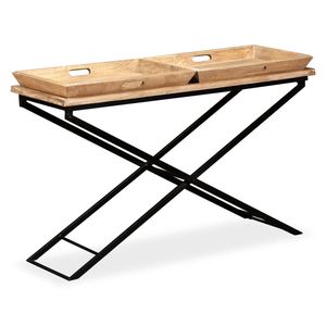 Grande Tavolo Console Staccabile in Legno di Mango Marrone Massiccio - Product Image 1
