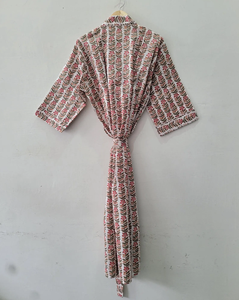 ชุดกิโมโนผ้าฝ้ายพิมพ์ลายดอกไม้สุดหรูหรา สไตล์ดั้งเดิม งานฝีมือประณีต ชุดลำลองใส่สบาย ระบายอากาศได้ดี เหมาะสำหรับฤดูร้อน ชุดนอนผู้หญิงลำลอง - Product Image 4