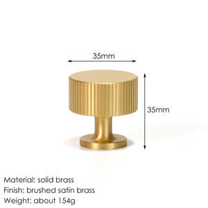 Bouton de meuble moderne en laiton massif cannelé, finition or brossé, bouton de tiroir texturé pour armoire de cuisine, quincaillerie de meuble - Product Image 6