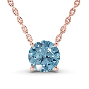 Collar solitario de oro macizo de 10k con diamante azul hielo cultivado en laboratorio, diseño elegante con engaste de puntas, diamante de corte redondo al precio más bajo. - Product Image 4