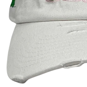 AKA White Hat Green Embroidered Letter Baseball <b>Cap</b> Adjustable Cotton Headwear Casual Fashion <b>Vintage</b> Style <b>Cap</b> for Men Women - Product Image 2