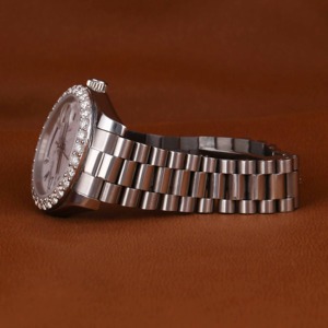 Aurevail VVS Moissanite <b>Watch</b> Gold Fully Iced Out Round <b>Case</b> Green Arabic Numeral Fluted Bezel Horizon Link Luxury Sport <b>Watch</b> - Product Image 2