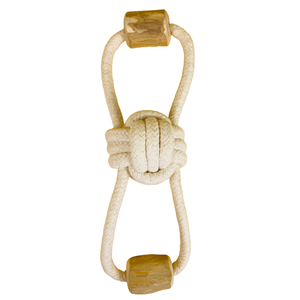 Jouet pour chien écologique en bois de café artisanal avec corde en coton - Product Image 1