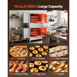 Four à convection au gaz commercial de taille standard de 14 pieds cubes, double niveau, 40 000 BTU x 2 brûleurs puissants, compatible gaz naturel, neuf - Product Image 4