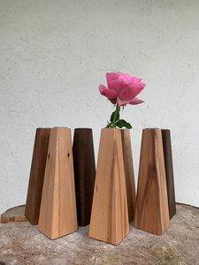 Jarrón de Flores de Madera Natural de Alta Calidad Hecho en India, con Acabado Plateado, para Mesa, en Venta - Product Image 3