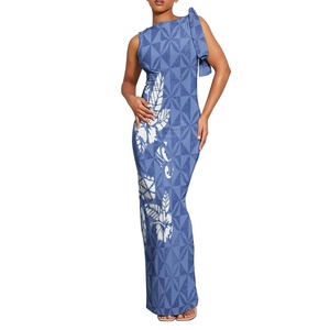 Robe longue sans manches grande taille personnalisée pour femme, style Samoan, moulante, à nouer, avec lacets, superposée, pour soirée - Product Image 2