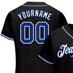 Men Black Royal White Baseball Jersey Button Front Team Shirt Performance <b>Athletic</b> Practice Game Uniform Lightweight Wear - Product Image 4