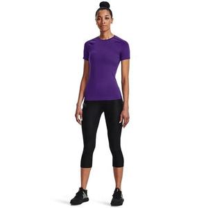 Camiseta Deportiva de Manga Corta para Mujer, Cuello Redondo, Color Morado, Corte Ajustado, Secado Rápido, Tejido de Punto, 100% Poliéster, Primavera/Verano - Product Image 5
