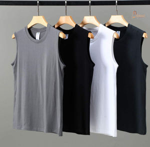 Débardeur en coton tricoté uni respirant et décontracté pour homme - Product Image 1