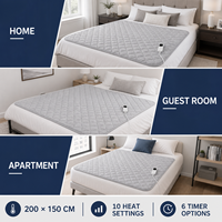 Surmatelas chauffant électrique 200*150cm en flanelle 220V, 10 réglages de chaleur, arrêt automatique, lavable en machine pour literie d'hiver