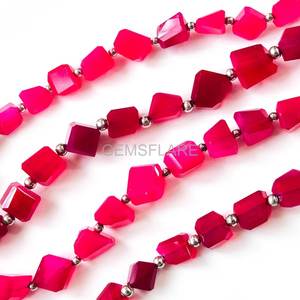 Cuentas de Calcedonia Rosa Intenso Facetadas al por Mayor, Pepitas Sueltas de Calcedonia 5x7-6x8MM, 8 Pulgadas para Fabricación de Joyas - Product Image 3