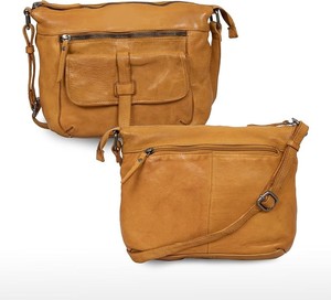 Bolso Bandolera de Cuero Genuino para Mujer, Estilo Clásico, Cierre de Cremallera, Color Bronceado, Uso Diario, Correa Única, Alta Demanda - Product Image 2