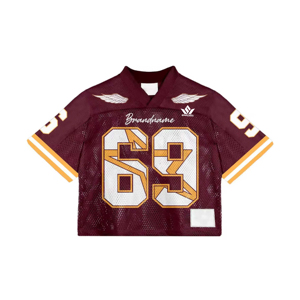 Camiseta de Fútbol Americano Personalizada BRANDNAME, Cuello en V, Manga Corta, Malla Transpirable, 100% Poliéster, Unisex, Adulto, Blanco Marino Frontal - Product Image 3