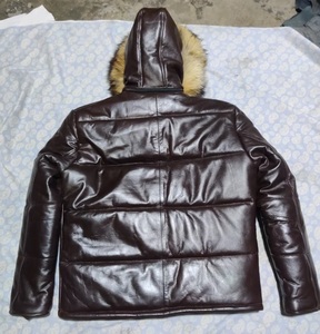 Blouson aviateur décontracté pour homme en cuir de mouton véritable avec col en fourrure de renard, respirant, écologique, style motard, idéal pour l'hiver - Product Image 3