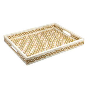 Plateau de service rond artisanal en os bleu rayé, plateau décoratif de luxe pour table basse, salon, décoration intérieure - Product Image 6