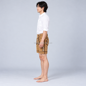 Shorts bavarois pour hommes, style alpin traditionnel, aspect cuir haut de gamme, taille ajustable et style classique Oktoberfest - Product Image 4