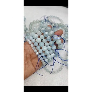 Premium Quality Natural AQUAMARINE Free Size Round Bead Bracelets Figurine <b>Mascot</b> Pattern Feng Shui Style Natural Gemstones - Product Image 6