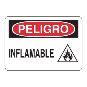 Panneau de sécurité espagnol Brady Peligro Inflamable, 7x10 pouces, en PVC, pour zones contenant des matériaux inflammables - Product Image 3