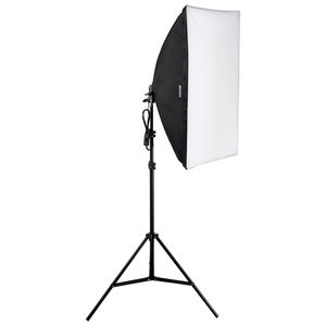 Kit di Illuminazione Fotografica Professionale LED 30W 5500K con Softbox 50x70cm e Treppiede Regolabile per Luce Naturale - Product Image 1