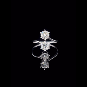 Anillo Premium Doble Diamante Toi Et Moi, Chapado en Oro de 14K, Diamante Cultivado en Laboratorio, Certificado IGI, Joyería Fina India de Lujo - Product Image 1