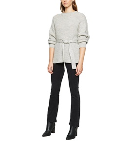 Customized Lightweight Slim Fit Crew Neck Long Sleeve Knitted Pullover Jumper for <b>Women</b> Plus Size Winter Sweater <b>with</b> Belt - Product Image 1