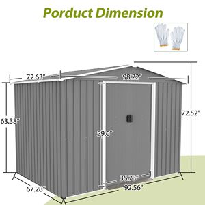 Caseta de Almacenamiento Metálica para Exteriores de 8x6 Pies, Resistente a la Intemperie, con Puertas con Cerradura para Guardar Herramientas en el Jardín, Patio o Trasera - Product Image 2