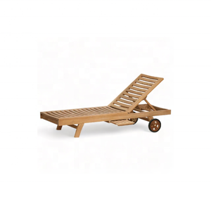 Chaise longue de jardin de luxe en bois de teck Chaise longue inclinable en bois avec roues pour plage et piscine Mobilier d'extérieur pour hôtels - Product Image 6