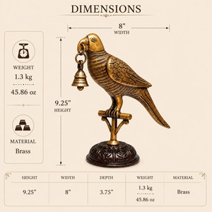 Sculpture de perroquet en laiton vintage indien SHUBHAM, figurine d'oiseau imitation antique, décoration de maison en métal, cadeau - Product Image 3
