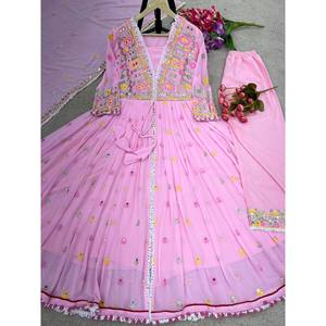 <b>Top</b>-Bottom and Dupatta Set with Heavy Embroidery Sequence Work XL Size - Product Image 5