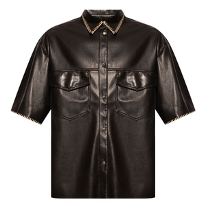 Camisas de cuero de alta calidad para hombre, diseño de marca, corte holgado, estilo boxy, con botones, manga corta, satén, personalizadas y de lujo, las más vendidas. - Product Image 1