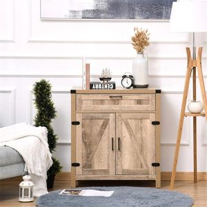 Mueble de Cocina Ecológico de Roble y Madera, Aparador/Mueble de Almacenamiento para Comedor y Sala de Estar con Detalles de Aluminio - Product Image 2