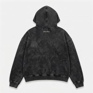 Sweat à capuche épais noir délavé pour homme, coupe oversize, style streetwear, en molleton, personnalisable, mode décontractée - Product Image 2