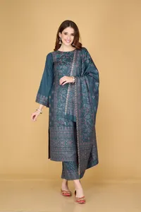 Tela de Vestido para Mujer Safaa Kanthakari Premium Acrowool, Tejida, Sin Costuras, con Estola Jacquard - Product Image 2