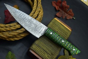Cuchillo de Camping BA ENTERPRISES de Acero de Damasco de Grado Industrial, Punta Caída, Mango de Madera, Borde Recto, Grosor de 0.45mm - Product Image 2