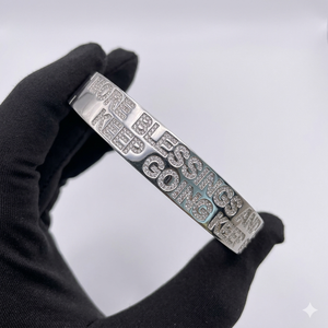 Trendy Selling Elegant Custom Engraved Moissanite Diamond Hip Hop Bangles Fine <b>Silver</b> Luxury <b>Solid</b> 925 Sterling Anniversary Gift - Product Image 2