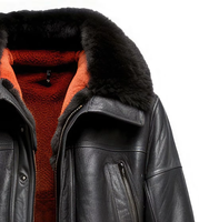 Kulit Domba Asli Pria Berlapis Sherpa Shearling dengan Bulu Rubah Imitasi, Tahan Air, Bernapas, Tahan Angin, Kerah Mandarin Panjang